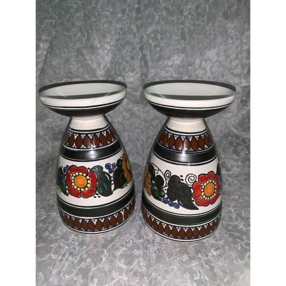 2 Vintage Ceramica Bariloche Vase Argentina  Pottery South America‎ Florals